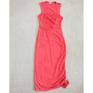 Intimately Free People Dress Womens Small Mesh Lace Midi Ruched Tie Hem Coquette